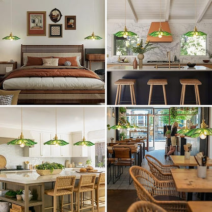 Pendant Light Kitchen Lights Glass Hanging Light Fixture Folwer Light Pendant Lights Modern Lighting for Bedroom Kitchen Hallway Bathroom Green Sunflower