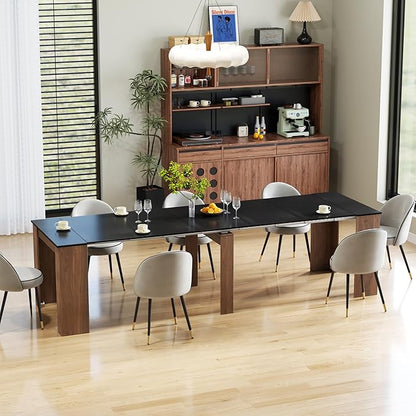 Dining Table for 6-10 People, 118.11" Extendable Kitchen Table for Home Dining Room, Folding Console Table Modern DiningTable Large Long Dining Room Table for Big Family Restaurant Furniture, Walnut