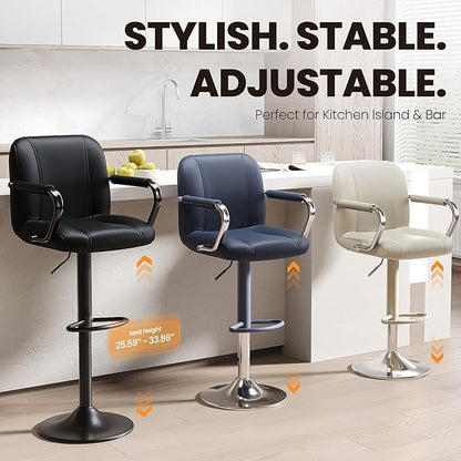 MALOL Set of 1 Beige Counter Chairs with Backs – Adjustable Swivel High Chairs for Kitchen Island, Modern Seating, Taburetes para Barra de Cocina, Island Stools for Home Bar
