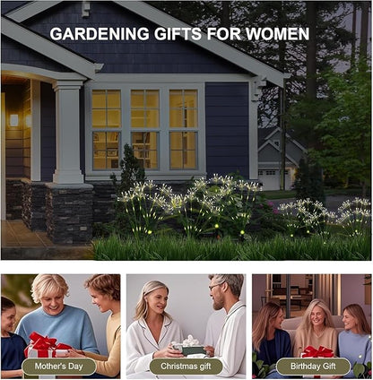 Solar Garden Lights Outdoor: Waterproof 6-Pack DIY Decorative Firework Lights with 2 Modes for Yard Patio Pathway Outside Fairy Decor - Mothers Day Gifts for Women Mom, Warm White