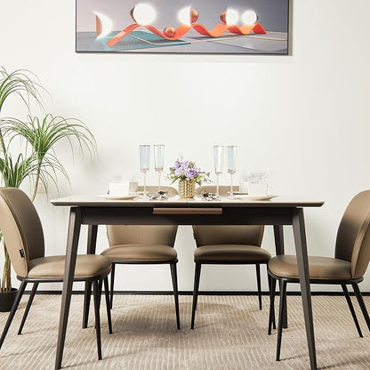 Extendable Dining Room Table, 51”-59”Large Kitchen Table Set for 6 to 8 People，Faux Marble Tabletop Foldable Tables for Conference Room (1 Table Only) (51”-59”)