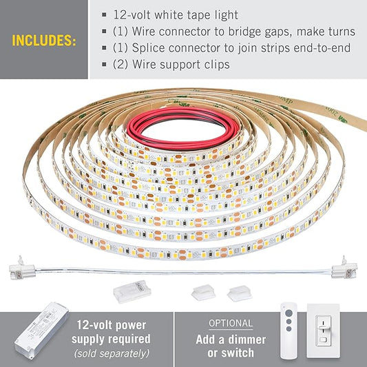 Armacost Lighting RibbonFlex Pro 12V White LED Strip Lights 120 LED/m, 3000K, 8.2 ft 143210