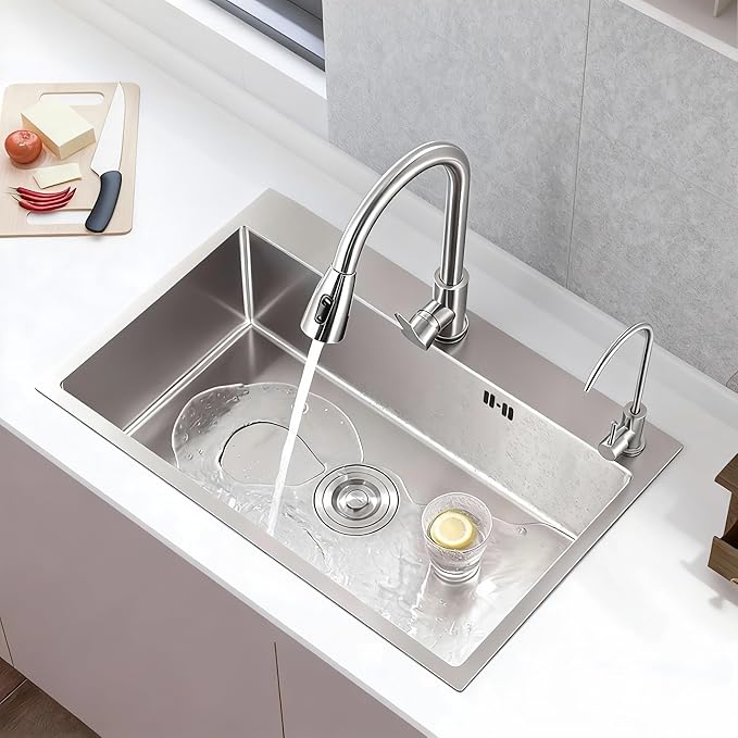 30" x 18" x 9" Topmount Kitchen Sink, 304 Stainless Steel Drop in Single Bowl Sink with Basket Strainer for RV, Travel Trailer, Garage(Nano)