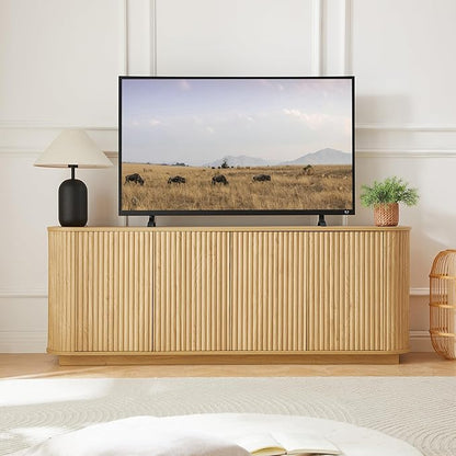 Ball & Cast 64" Buffet Cabinet with Storage Accent Sideboard Modern Credenza with Doors & Adjustable Shelves,Fluted Media Console TV Stand for Living Room,Natural
