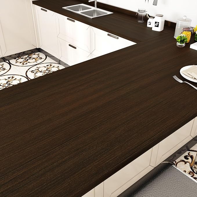 WESTICK Large Wood Contact Paper 394"x24" Brown Kitchen Countertops Peel and Stick Waterproof Wood Grain Contact Paper Self Adhesive Wooden Vinyl Wrap Wallpaper for Cabinets Camper Tables Desk Dresser