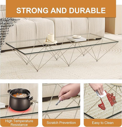 24" x 48" Tempered Glass Table Top Rectangle 0.31" Thick Flat Polished Edge Top Protector for Dining, Patio, Coffee Table (24x48 inch)
