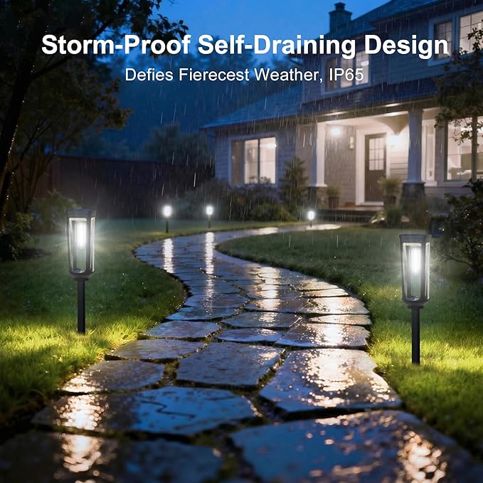 Solar Pathway Lights Outdoor,12 Pack Cool Garden Lights Solar Powered Waterproof IP65,Auto On/Off Outdoor Light for Lawn Patio Walkway Driveway Decor Landscape Lighting
