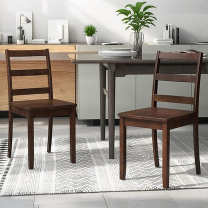 ERGOMASTER Wooden Dining Chairs Set of 4, Farmhouse Armless Wood Kitchen Chair with Back, Restaurant Side Chairs for Study, Dining Room, Brown