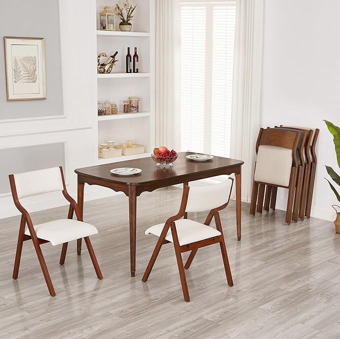 Ball & Cast Modern Folding Chairs Folding Dining Room Chairs Set of 2, 18" Seat Height, Taupe