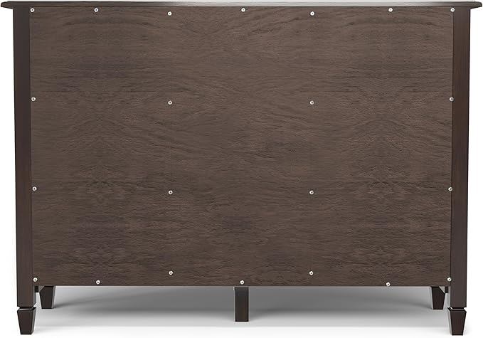 SIMPLIHOME Connaught 51-inch Wide Solid Wood Storage Cabinet in Chestnut Brown for the Entryway, Mudroom, 3 Drawers and Adjustable Shelves, Traditional Style, Space-Saving Design