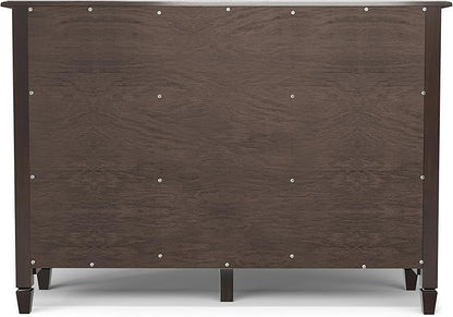 SIMPLIHOME Connaught 51-inch Wide Solid Wood Storage Cabinet in Chestnut Brown for the Entryway, Mudroom, 3 Drawers and Adjustable Shelves, Traditional Style, Space-Saving Design