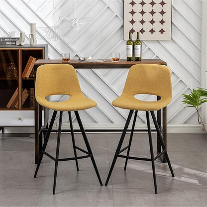 stools Adjustable Height Simple Assembly Metal 360 Degree Swivel Chairs of 2 for Dining Room Kitchen Island, Pub, (Yellow 18.5" W x 20" D x 40.75" H)