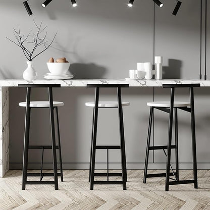 Kitchen Island Bar Chairs Set of 3 Metal Counter Barstools with Backrest for Dining Pub Room