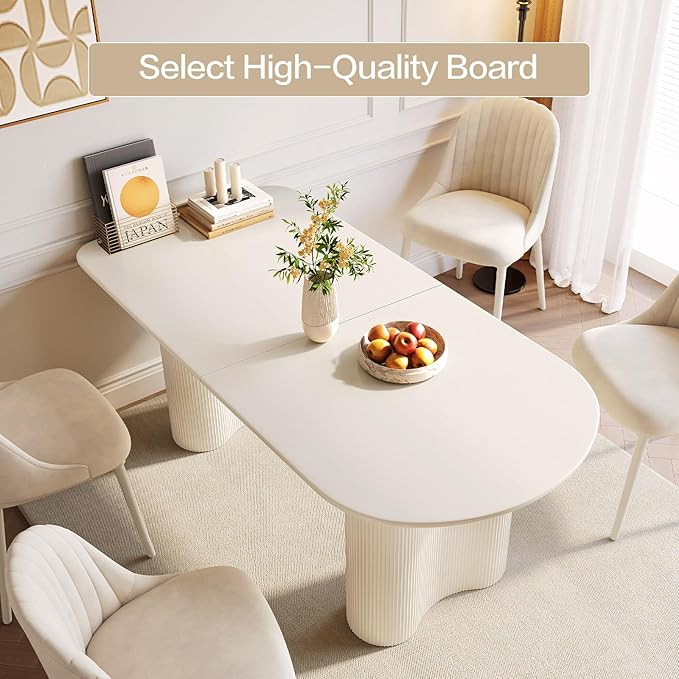 Guyii 62.99" Dining Table Set with 4 Chairs, Modern Kitchen Table Set, Indoor Dining Table for Kitchen, Bar, Living Room, Breakfast Nook, Small Space, Cream White