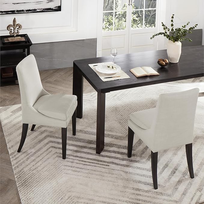 KISLOT Upholstered Dining Chairs Modern Sidechair Performance Fabric High Back Armlesschair for Diningroom Kitchen,Cream,Set of 2(1 Box)