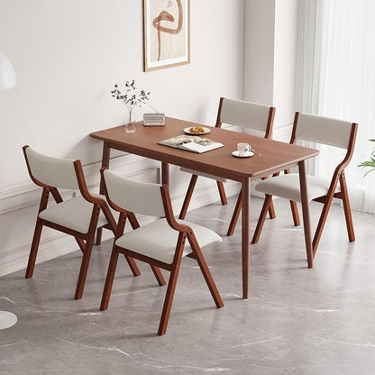 Ball & Cast Upholstered Folding Dining Chairs Set of 2, Foldable Wooden Chair 2-Pack, Portable Office Meeting-Chair for Kitchen Outdoor Activity, Easy Carry & Storage, Cherry+Cream