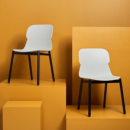 SAFAVIEH Couture Collection Abbie Retro White/Black Molded Plastic Dining Chair Set of 2