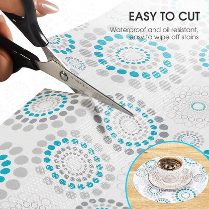 Drawer and Shelf Liner, Non-Slip Kitchen Cabinet Liners Non-Adhesive Thick Strong Grip Waterproof Washable Mats Protect Dresser Shelves Cupboard Bathroom Cabinets, Spiral, 12 in X 20 FT