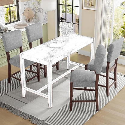 Mid Century Modern Bar Stools Set of 4, 40.4" Counter Stools with Back, Linen Upholstered Barstools Chairs for Kitchen Island Dining Room, Beige，Grey,for Living Room