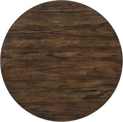 46" Rustic Dark Wood Island Table, Rustic Dining Table with Functional Storage, Farmhouse Dining Table for Small Home Gatherings, Antique Dark Oak,Antique White