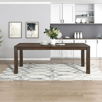 Lexicon 79" Dining Table for 8, Modern Rectangular Dining Room Table, Solid Acacia Wood Dining Table, Modern Wood Table with Solid Wood Leg for Kitchen/Dining/Living Room, Easy Assembly, Dark Brown