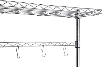Amazon Basics 3 Tier Kitchen Bakers Rack with Storage, Removeable Top, Wood/Chrome, 14" D x 35.83" W x 63.31" H