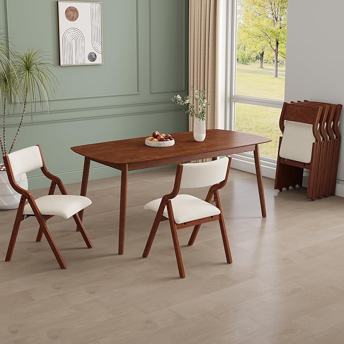 YOPTO Folding Wooden Chairs Set of 2 with Padded Seat,Portable Dining Chairs W/Ergonomically Designed Back and Cushion,for Dining Room,Restaurant,Kitchen,Office