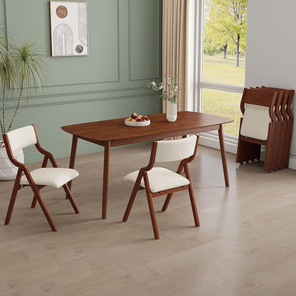YOPTO Folding Wooden Chairs Set of 2 with Padded Seat,Portable Dining Chairs W/Ergonomically Designed Back and Cushion,for Dining Room,Restaurant,Kitchen,Office
