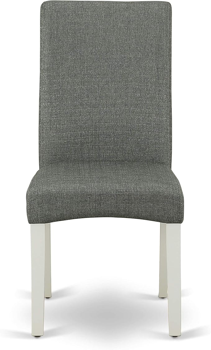 East West Furniture DRP2T07 Driscol Parson Dining Chairs - Gray Linen Fabric Padded Chairs, Set of 2, Linen White