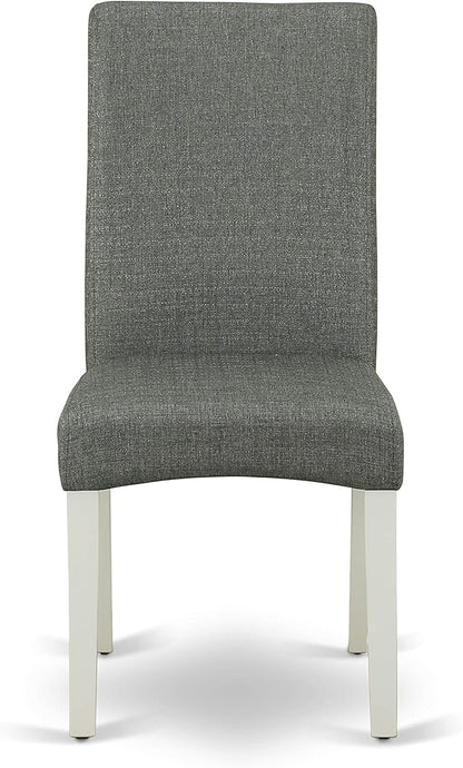 East West Furniture DRP2T07 Driscol Parson Dining Chairs - Gray Linen Fabric Padded Chairs, Set of 2, Linen White