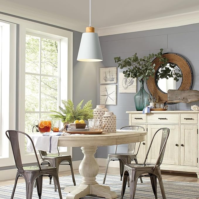 White Pendant Light Kitchen Island Wood Pendant Lighting Mini Modern Hanging Light Small Pendant Light Fixture for Dining Room,Bar,Bedroom,Adjustable Cord,5.94 inch,3 PCS