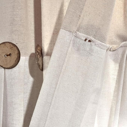 Lush Decor Linen Button Window Curtain Panel, Single, 40" W x 120" L, Linen - Country Curtains - Rustic Decor - Color Block Modern Farmhouse Curtains For Living Room, Bedroom & Dining Room