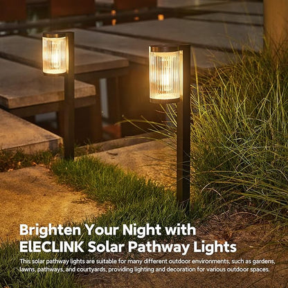 ELECLINK Solar Pathway Lights Outdoor, 4 Pack Upgraded Outdoor Solar Lights for Outside Super Bright Up to 12Hrs, IP65 Waterproof Solar Garden Lights for Yard Path Walkway Decor Landscape Lighting