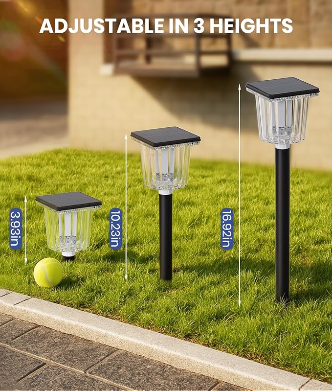 Upgraded Solar Lights Outdoor Waterproof 6 Pack, Adjustable Warm&Cool White, Pathway Lights Solar Powered Garden Decor Landscape Lighting Outside for Front Yard/Patio/Walkway/Driveway/Lawn/Path Light