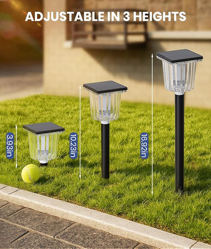 Super Bright Solar Powered Outdoor Lights 4 Pack,Adjustable Warm&Cool White,Waterproof IP65 Solar Garden Decorations Landscape Lighting Outside for Front Yard/Patio/Walkway/Driveway/Lawn/Pathway Light