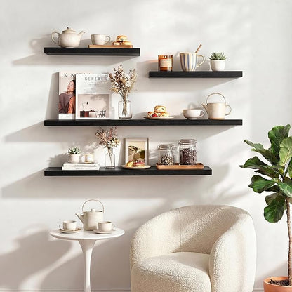 Dreamland 55 Inches Floating Shelves for Wall, 9.3" Deep Long Floating Shelves Set of 1, Large Display & Storage Shelf, Wall Shelf for Bathroom Bedroom Living Room Kitchen Office, Black