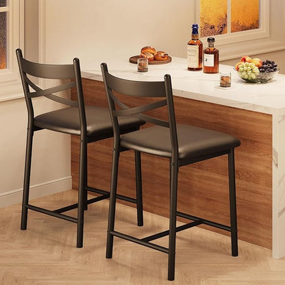 GarveeHome Upholstered Dining Chairs of 8 with Back, Bar Stools Set of 8, Thick Cushion, Counter Height Barstools for Kitchen Island Apartment