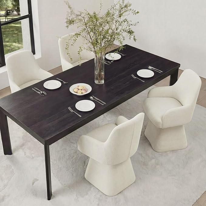 KISLOT Swivel Dining Chairs Set of 4, Mid Century Modern Chairs Fabric Upholstered Armchair with Armrest & Ergonomic Backrest for Dining Room, Kitchen, Bedroom, Living Room, Linen, 4 Boxs