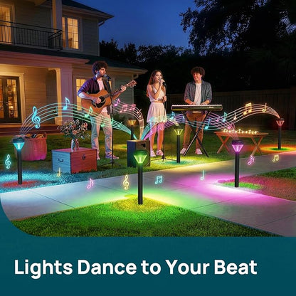 Linkind Smart Landscape Path Lights SP6LV, 510LM Multi-Zone Low-Voltage Pathway Lights AC/DC 12-24V, App & Voice Controlled Color-Changing Landscape Lighting for Garden, Walkway, Driveway, 4 Pack