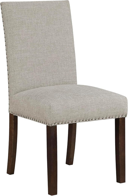 Lexicon Upholstered Dining Chairs Set of 2 - Soft Durable Fabric Armless High Back Kitchen Modern Dining Room Chairs for 2, Nailhead Trim Side, Brushed Brown Sturdy Wooden Frame, Easy Assembly, Taupe