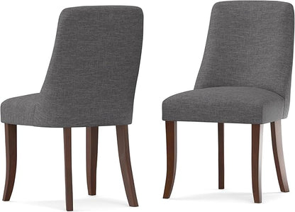 SIMPLIHOME Walden Dining Chairs - Upholstered Solid Hardwood Frame and Linen-Style Fabric Kitchen Chair Set in Slate Grey, Modern Dining Room Seating with Curved Back and Padded Seat (Set of 2)