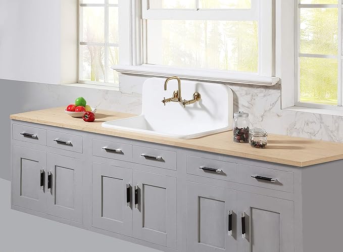 Kingston Brass GKTA3020198 Arcticstone 30-Inch Solid Surface Top-Mount Kitchen Sink with Backsplash, Matte White