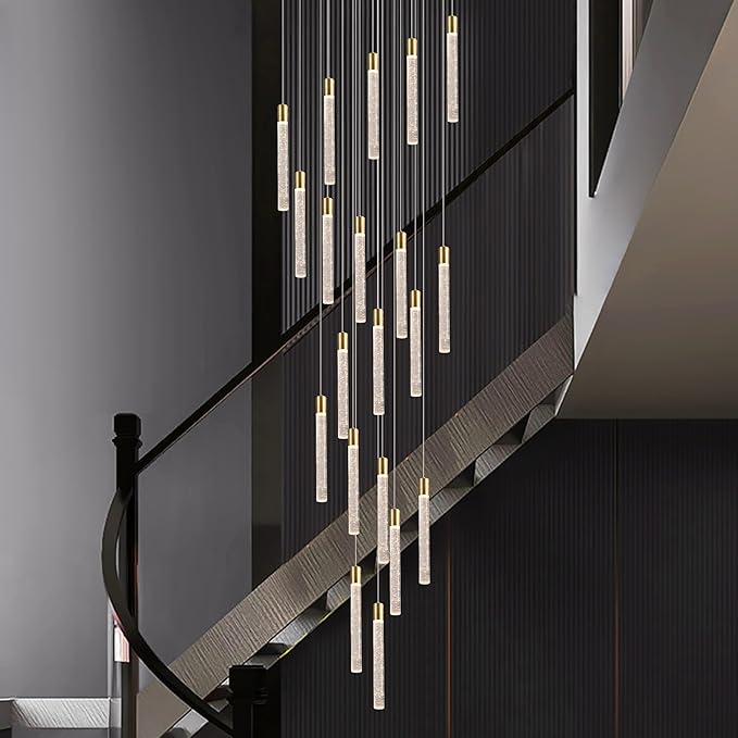 20-Lights Bubble Chandelier for Entryway High Ceiling-157 Height Adjustable Crystal Chandelier,3 Color Temperature Dimmable LED Pendant Light Fixture for Foyer Living Room Staircase,Gold