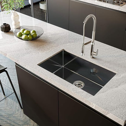 TORVA 32 x 19 Inch Gloss Black Ceramic Coating with NanoTek Undermount Kitchen Sink,PVD Coated Gunmetal Sink, 16 Gauge Stainless Steel Wet Bar or Prep Sinks Single Bowl, Dark Gray