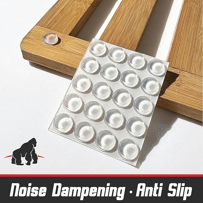 Self Adhesive Bumpers - 1/2” Diameter - 100 pcs - Standard Clear Round Bumper for Cabinets, Drawers, Cutting Boards, Picture Frames and Furniture - Sound dampening Protects Against Damage