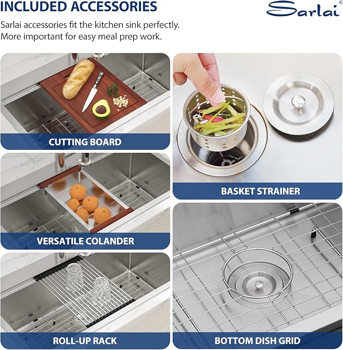 33 Drop In Kitchen Sink Workstation - Sarlai 33x19 Kitchen Sink Drop In Stainless Steel Workstation Sink 16 Gauge Single Bowl Deep Topmount Kitchen Sinks