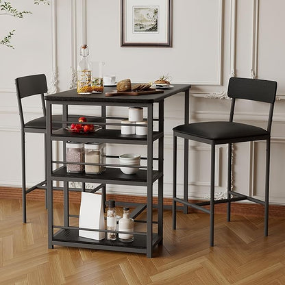Takywep Bar Stools Set of 2 with Backrest and Footrest, Counter Height Upholstered Barstools with Wide Seat, Faux Leather Bar Chairs for Home Bar, Dining Room and Kitchen Island, Black