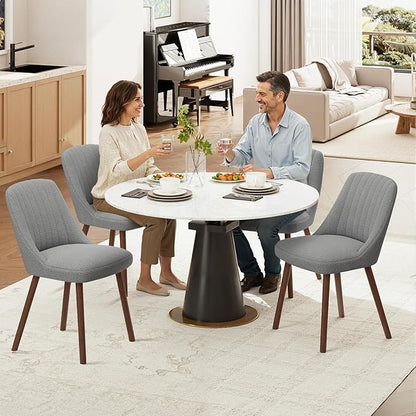MALOL Upholstered Dining Chairs Set of 2, Modern Fabric Kitchen Chairs with Back, Wood Legs for Kitchen Dining Room Restaurant, Grey