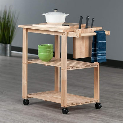 Winsome Mario Kitchen Cart, Rolling Utility & Serving Cart with Wheels for Snacks in Natural, Drinks, Kitchen Essentials, Storage & Organization for the Home or Apartment