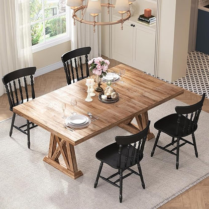 chairus Vintage Black Dining Chairs Set of 4, Farmhouse Windsor Wooden Dining Room Chairs with Turned Spindle Back & Legs, Traditional Colonial Armless Side Kitchen Chairs